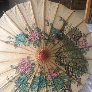 Child size parasol sun umbrella bird design